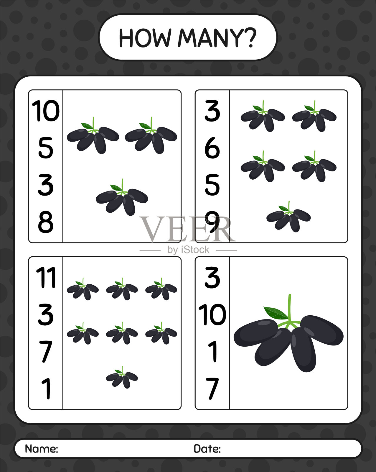 多少计算游戏与jambolan工作表插画图片素材