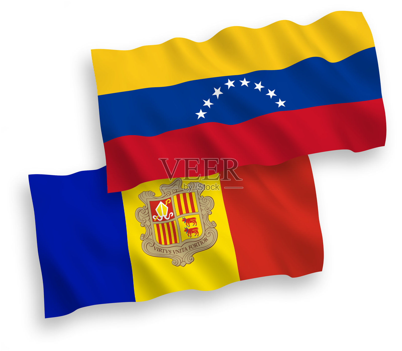 国旗上有委内瑞拉和安道尔的白色设计元素图片