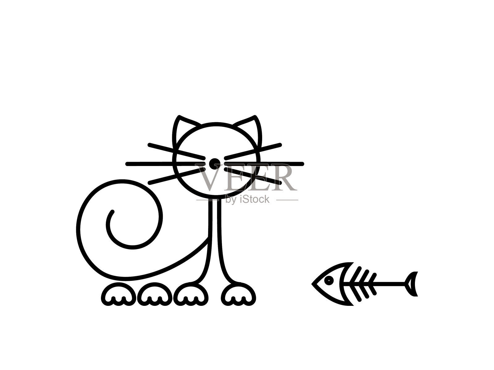 猫印搞笑小猫玩鱼设计元素图片