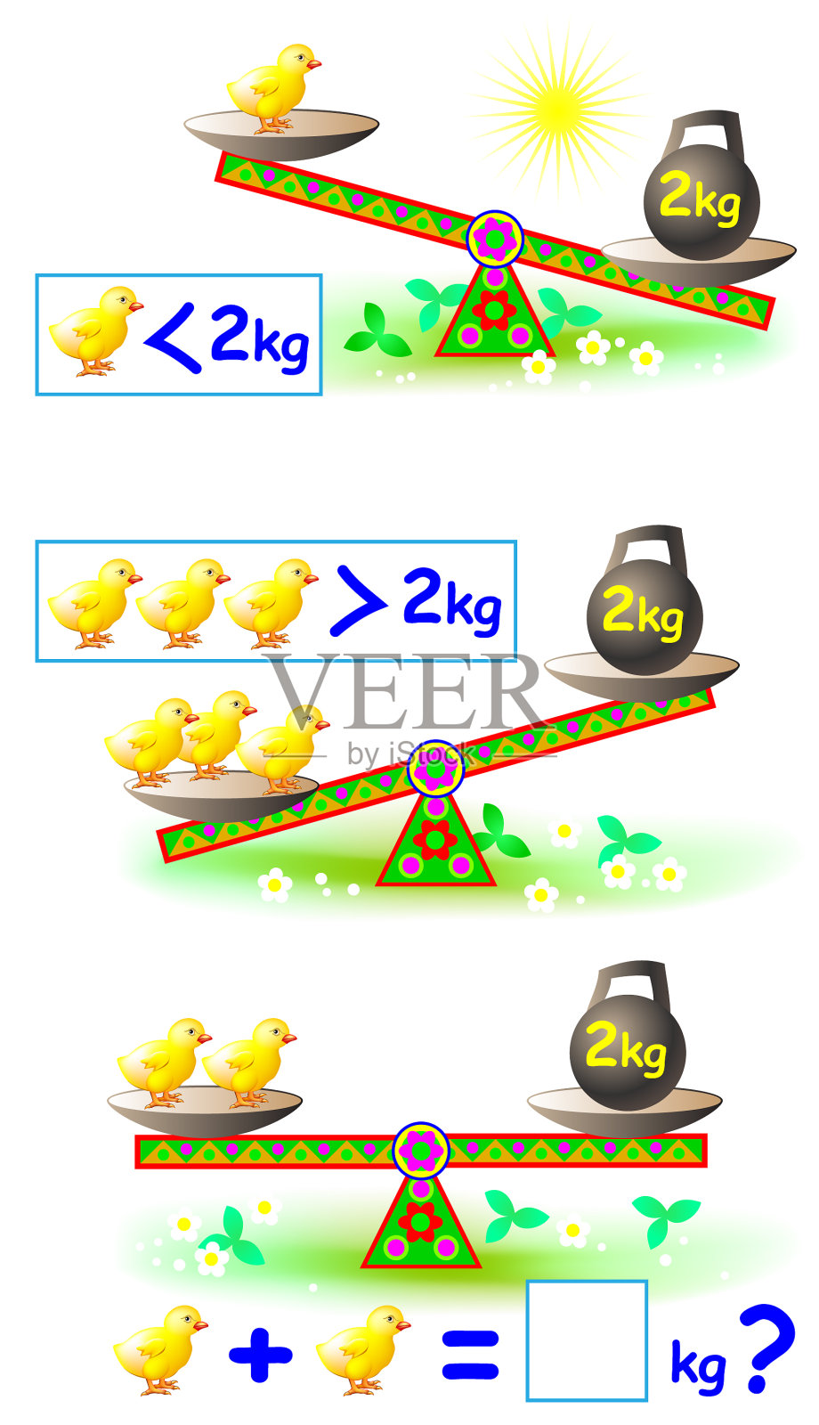 数学教育页面的儿童与插画图片素材