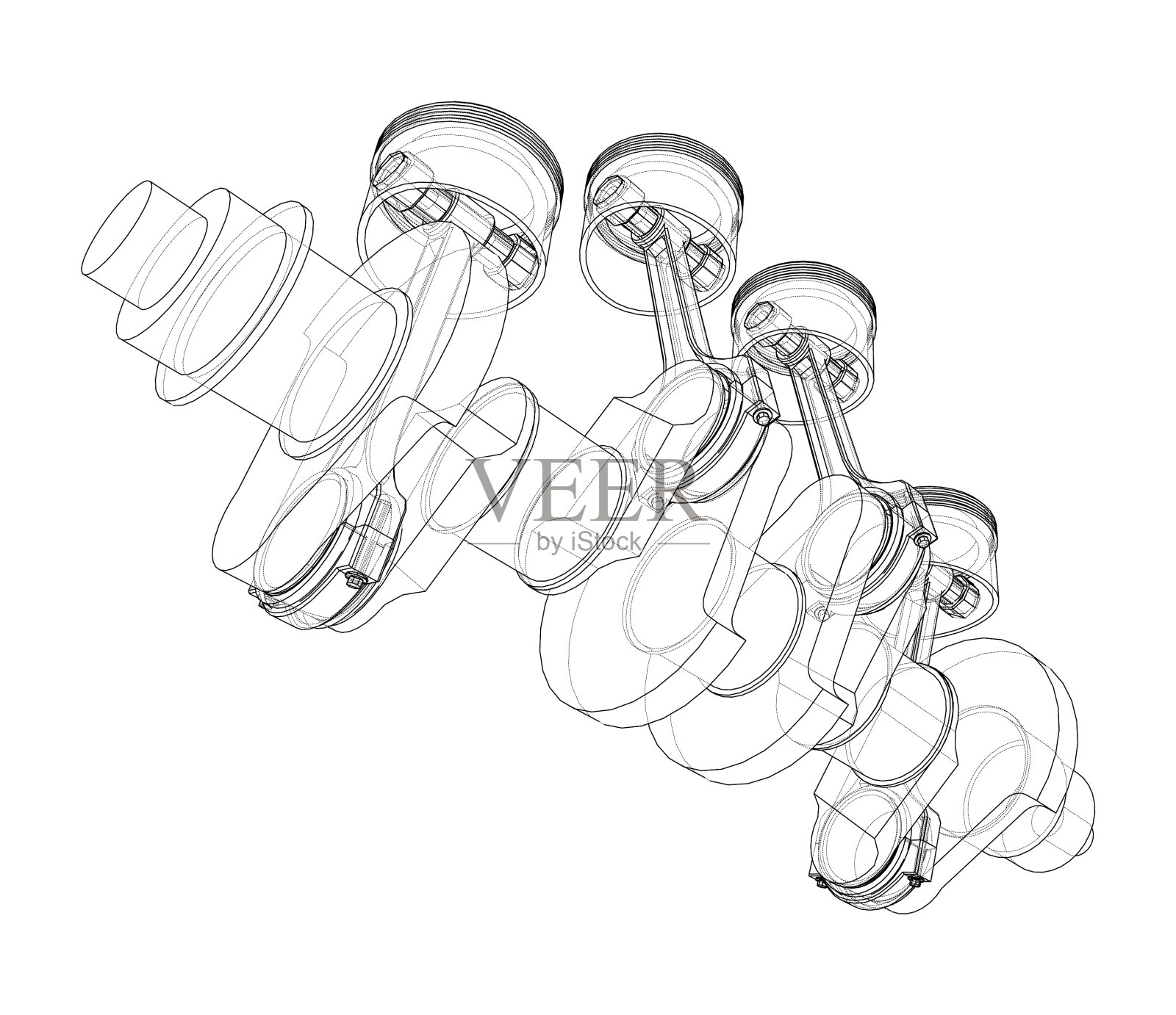带活塞外形的发动机曲轴设计元素图片