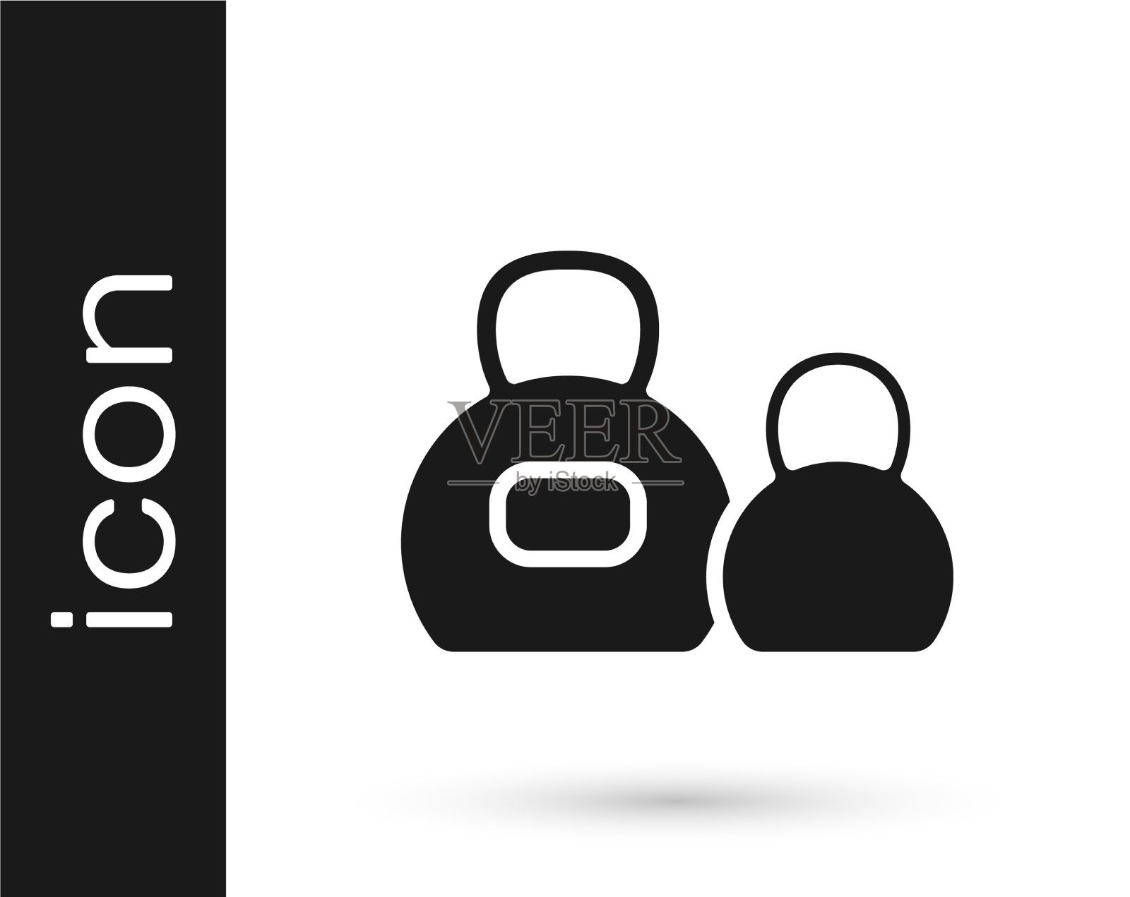 黑色壶铃图标孤立在白色背景上图标素材