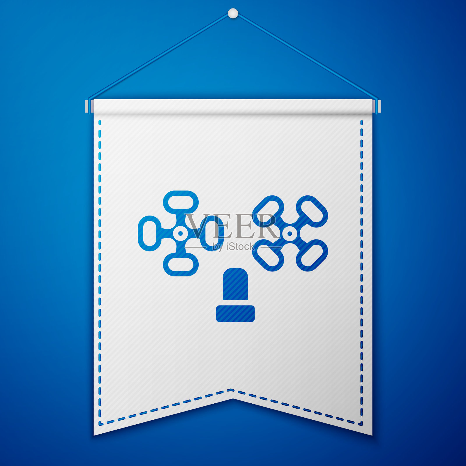 蓝色水龙头图标孤立在蓝色背景插画图片素材