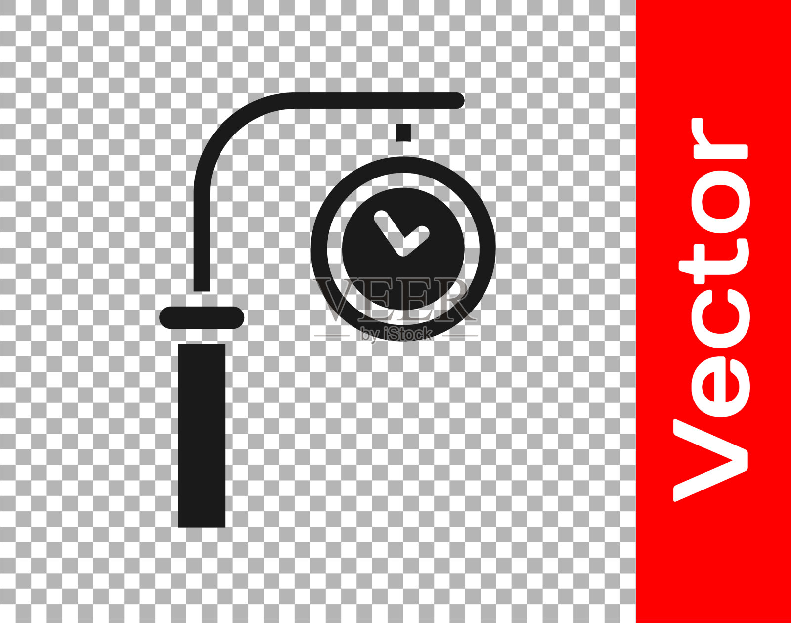 黑色火车站时钟图标孤立插画图片素材