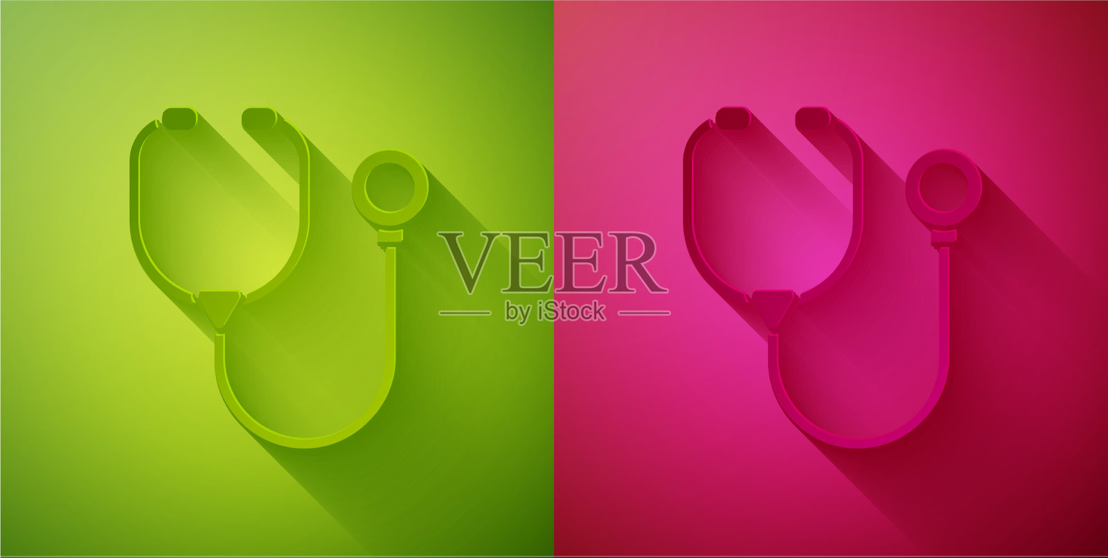 纸割听诊器医疗器械图标插画图片素材