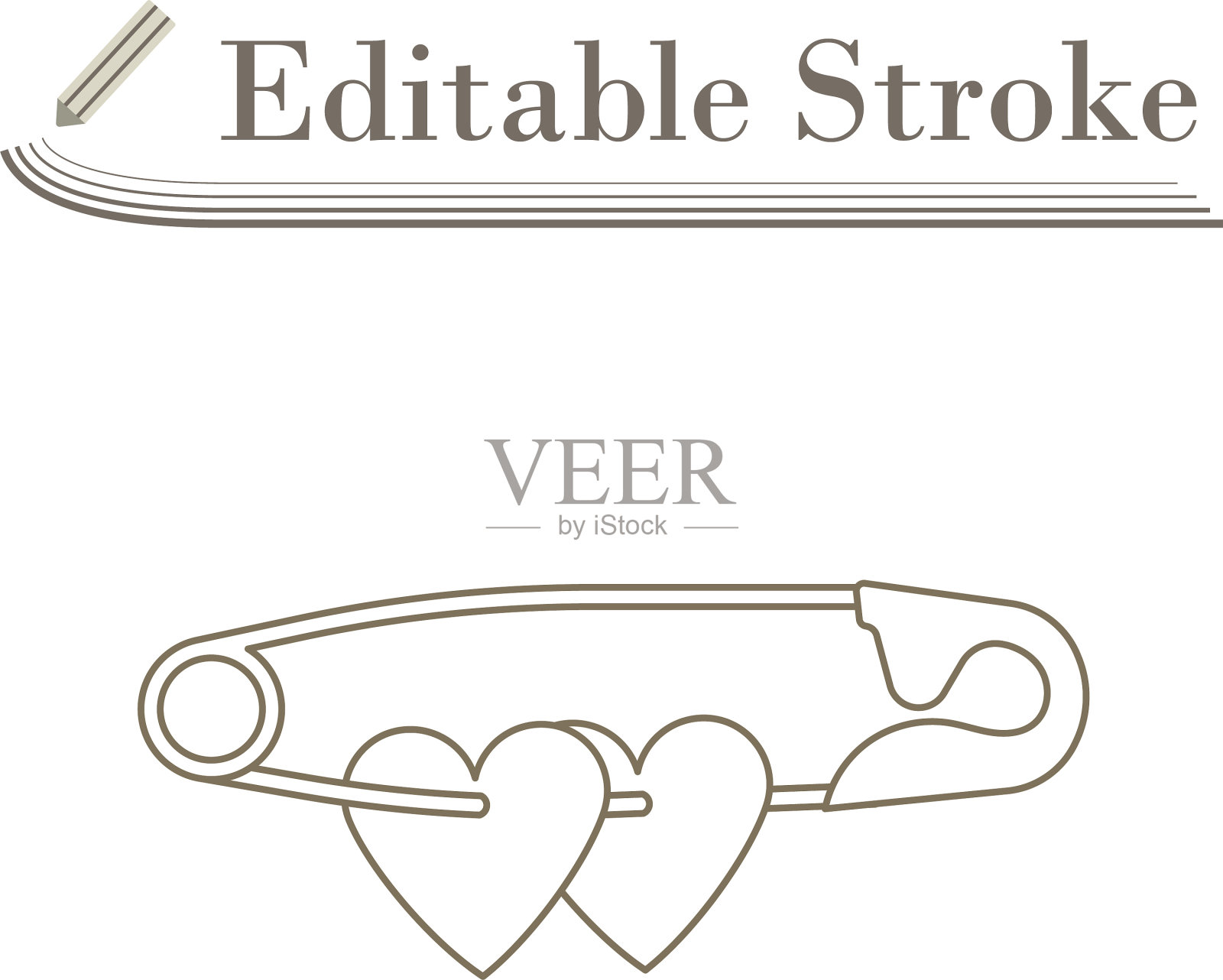 两个情人心与别针图标设计元素图片