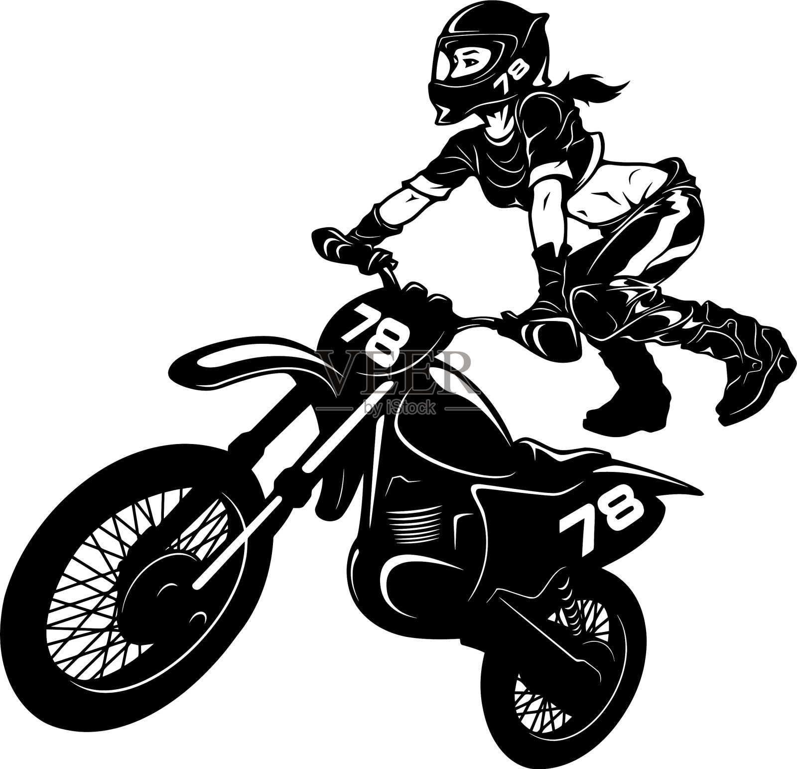 性感的女孩和摩托车越野摩托车-耐力设计元素图片