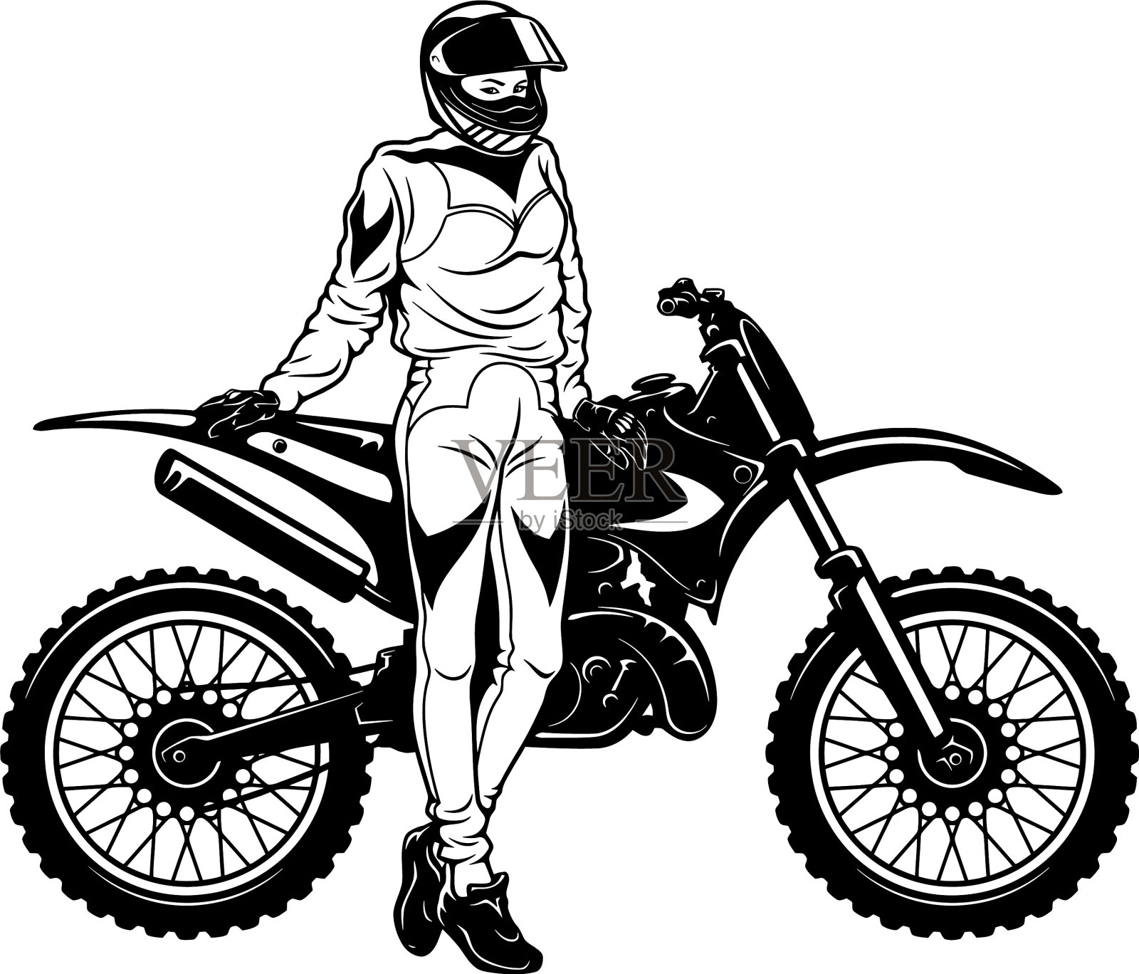 性感的女孩和摩托车越野摩托车-耐力设计元素图片