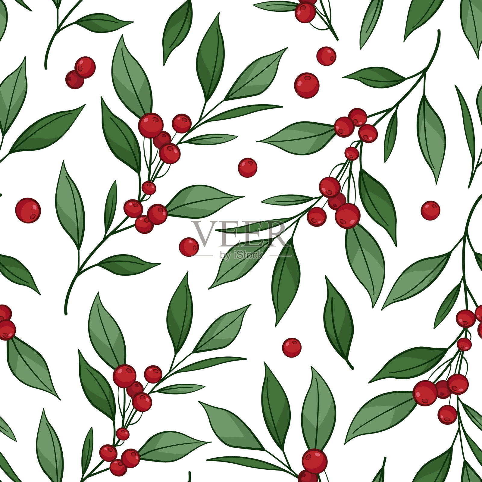 无缝模式与蔓越莓插画图片素材