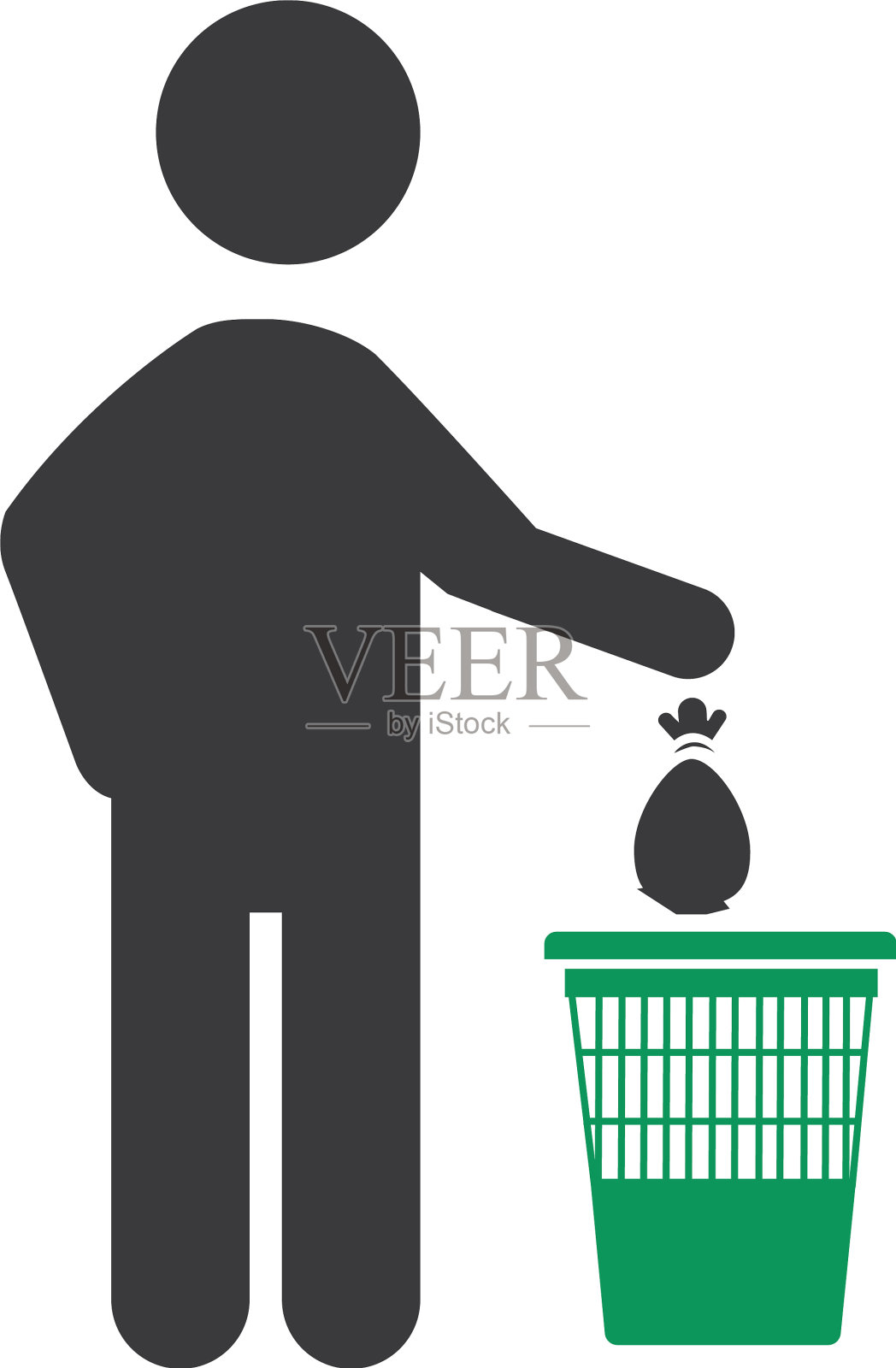 把垃圾丢进垃圾桶插画图片素材