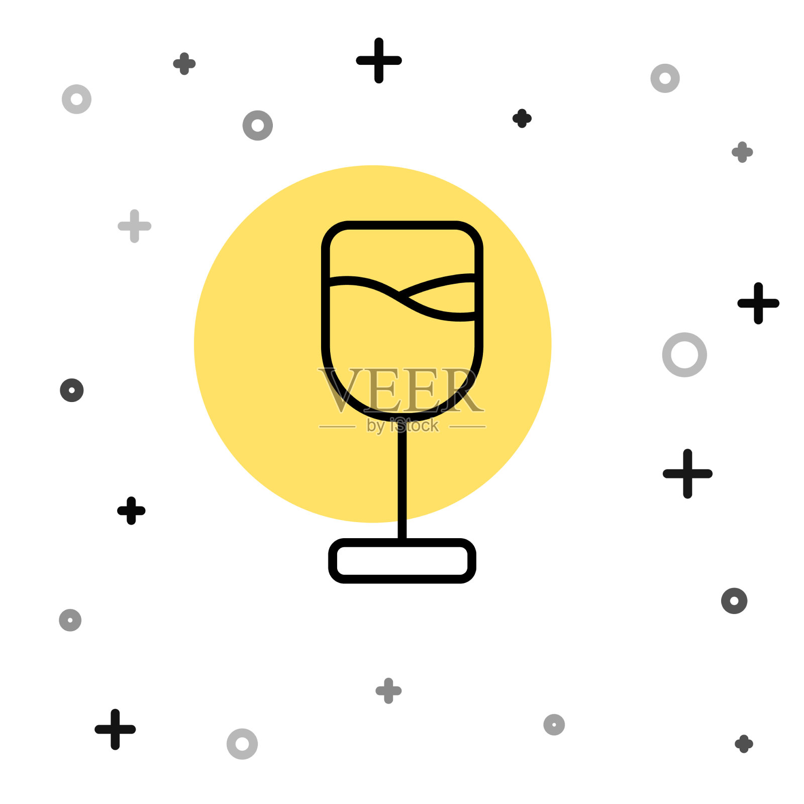 黑线葡萄酒杯图标孤立在白色插画图片素材