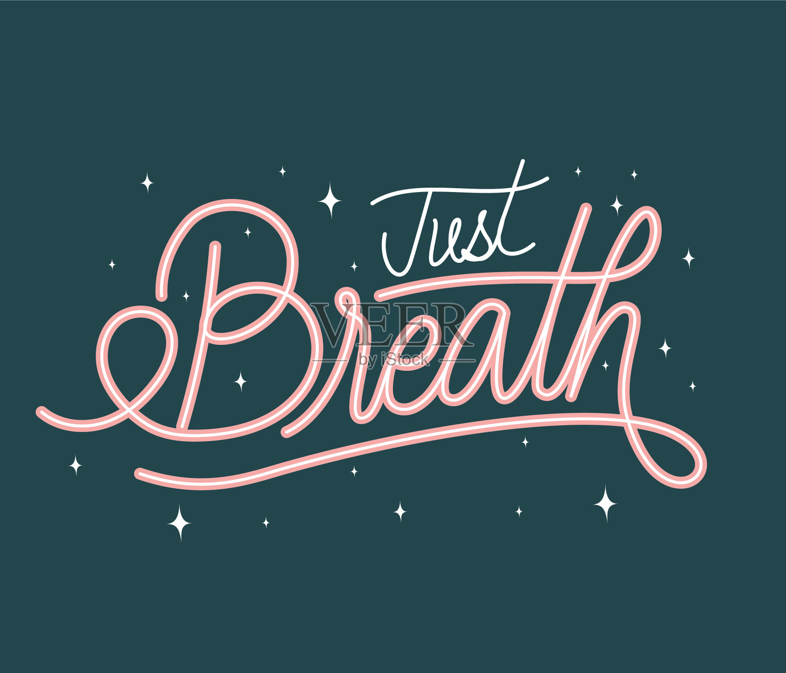 只是在深绿色的背景上呼吸字母插画图片素材