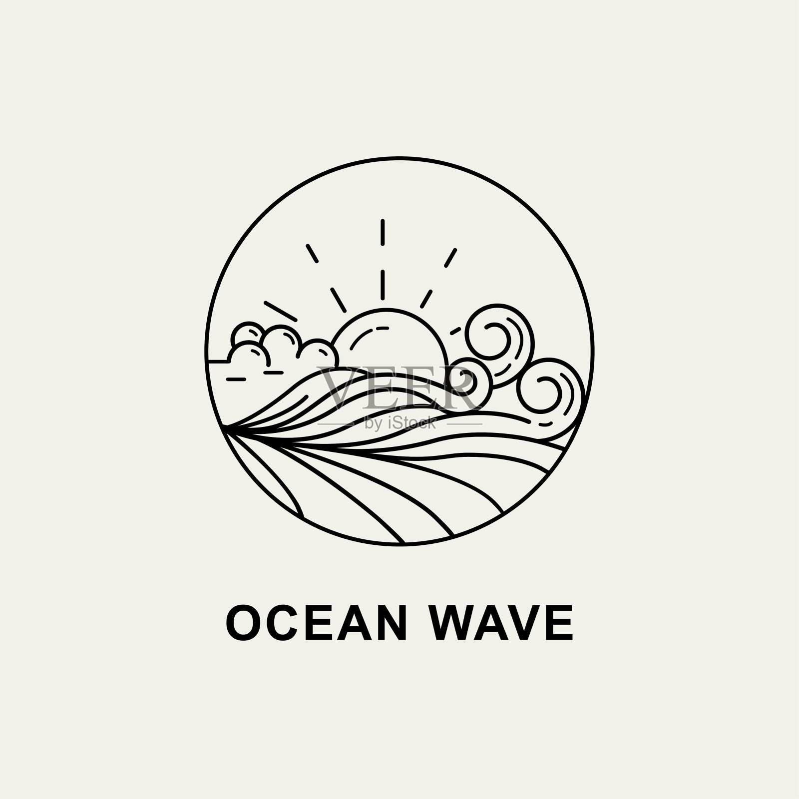 海洋波浪线艺术标志夏季设计矢量插图插画图片素材