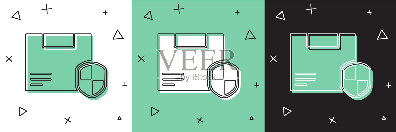 设置交付安全与屏蔽图标隔离插画图片素材