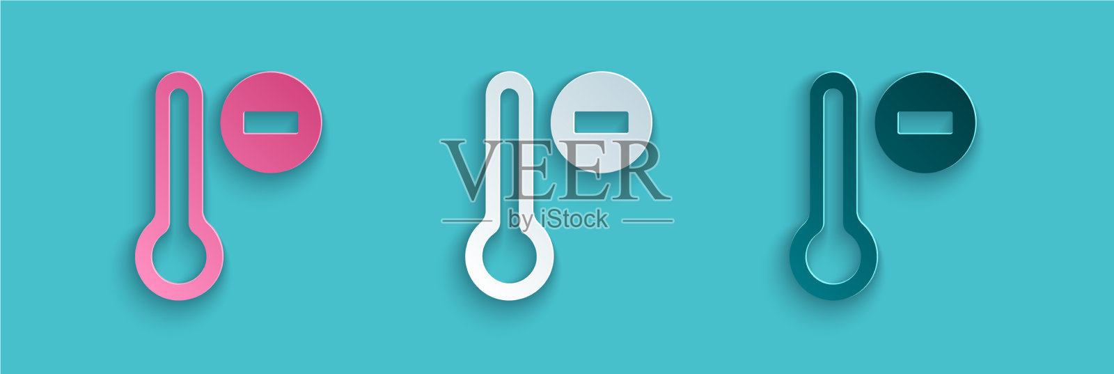 剪纸气象温度计测量图标插画图片素材