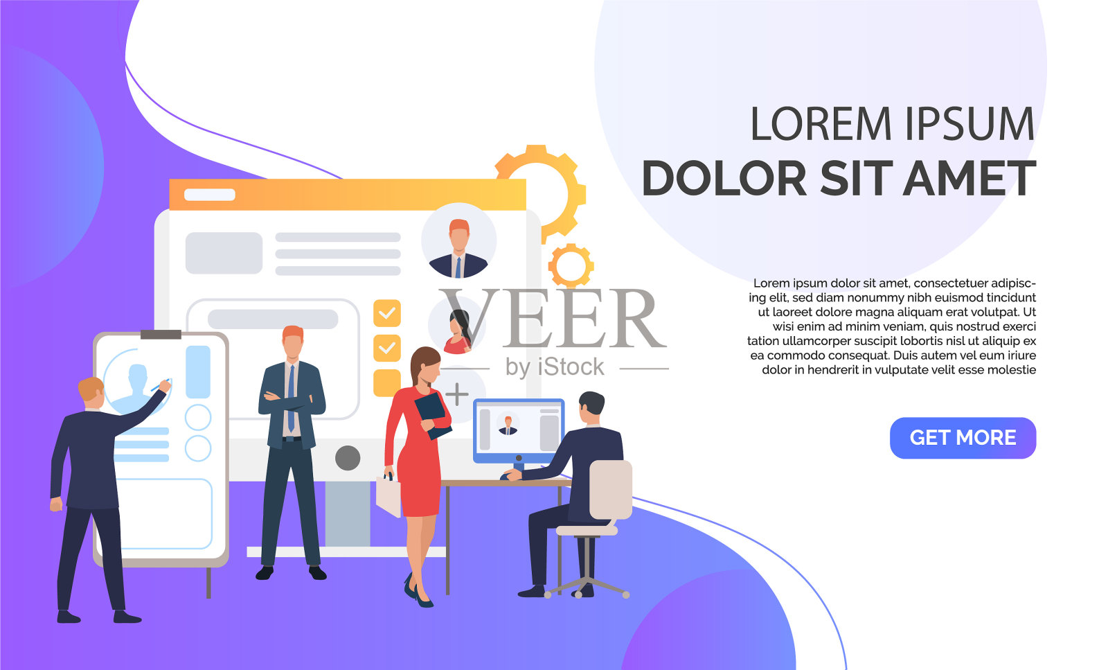 招聘机构的申请人面试和工作插画图片素材