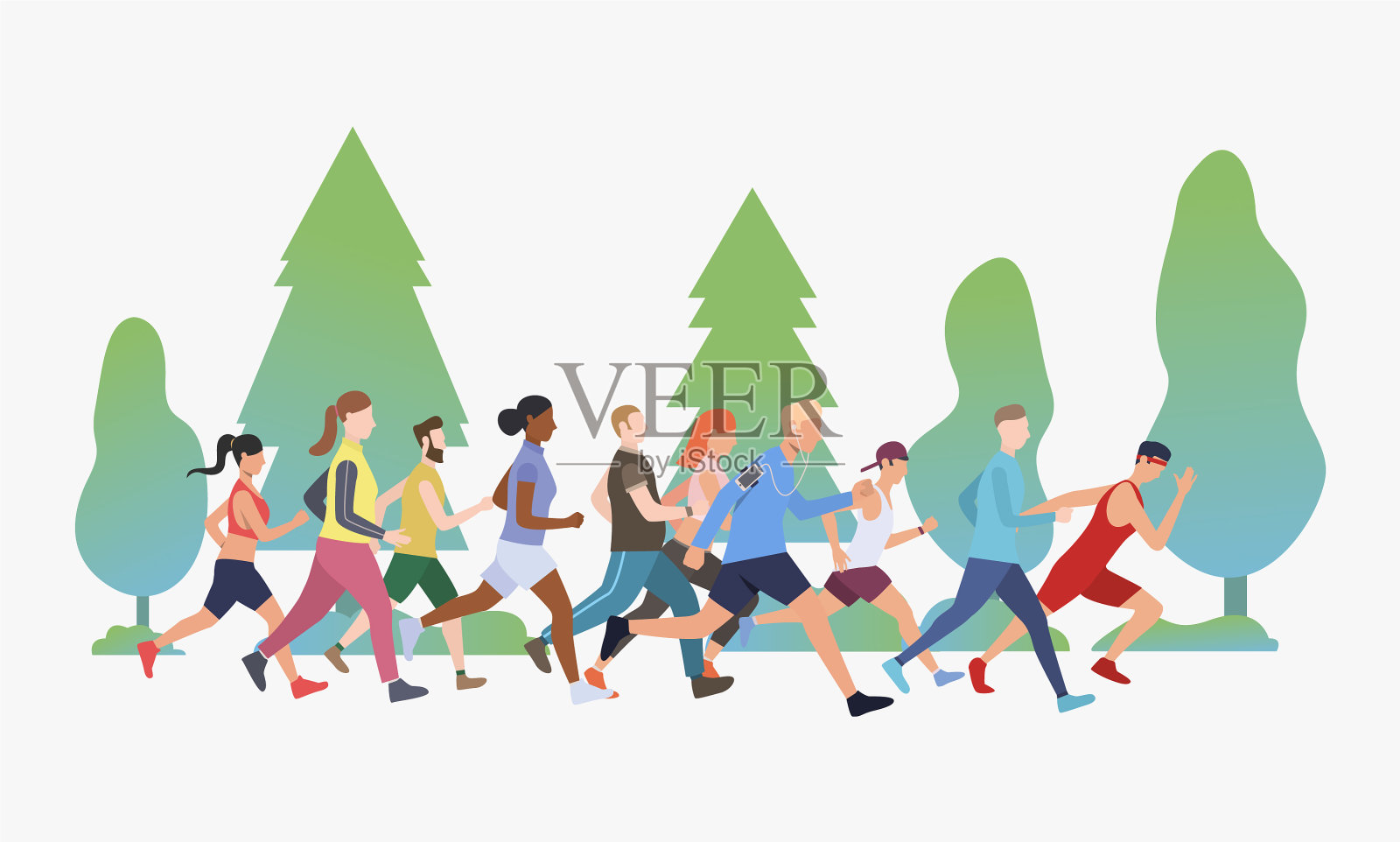 在公园里跑马拉松的运动员设计模板素材