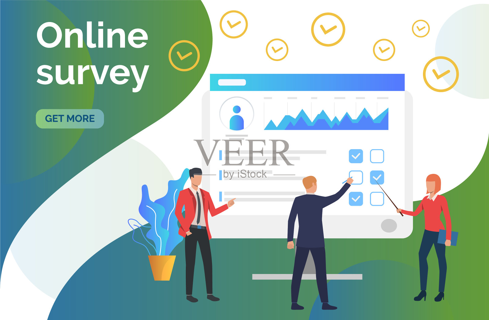 人们在电脑前进行调查插画图片素材