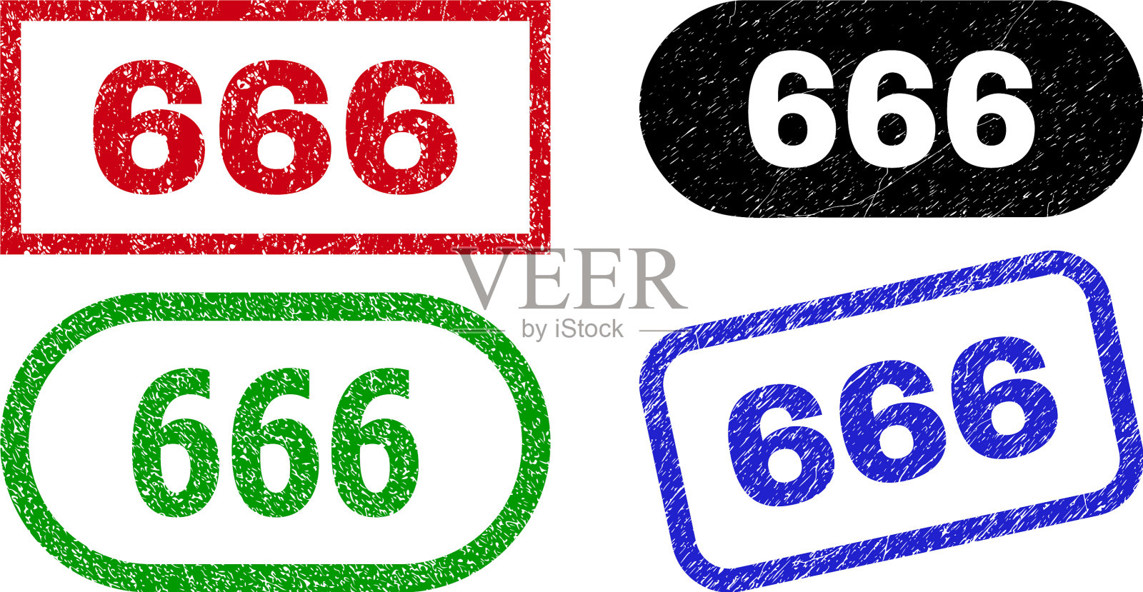 666个矩形密封采用垃圾风格插画图片素材