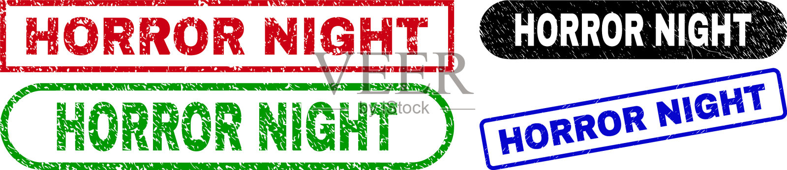 恐怖之夜矩形水印使用橡胶插画图片素材