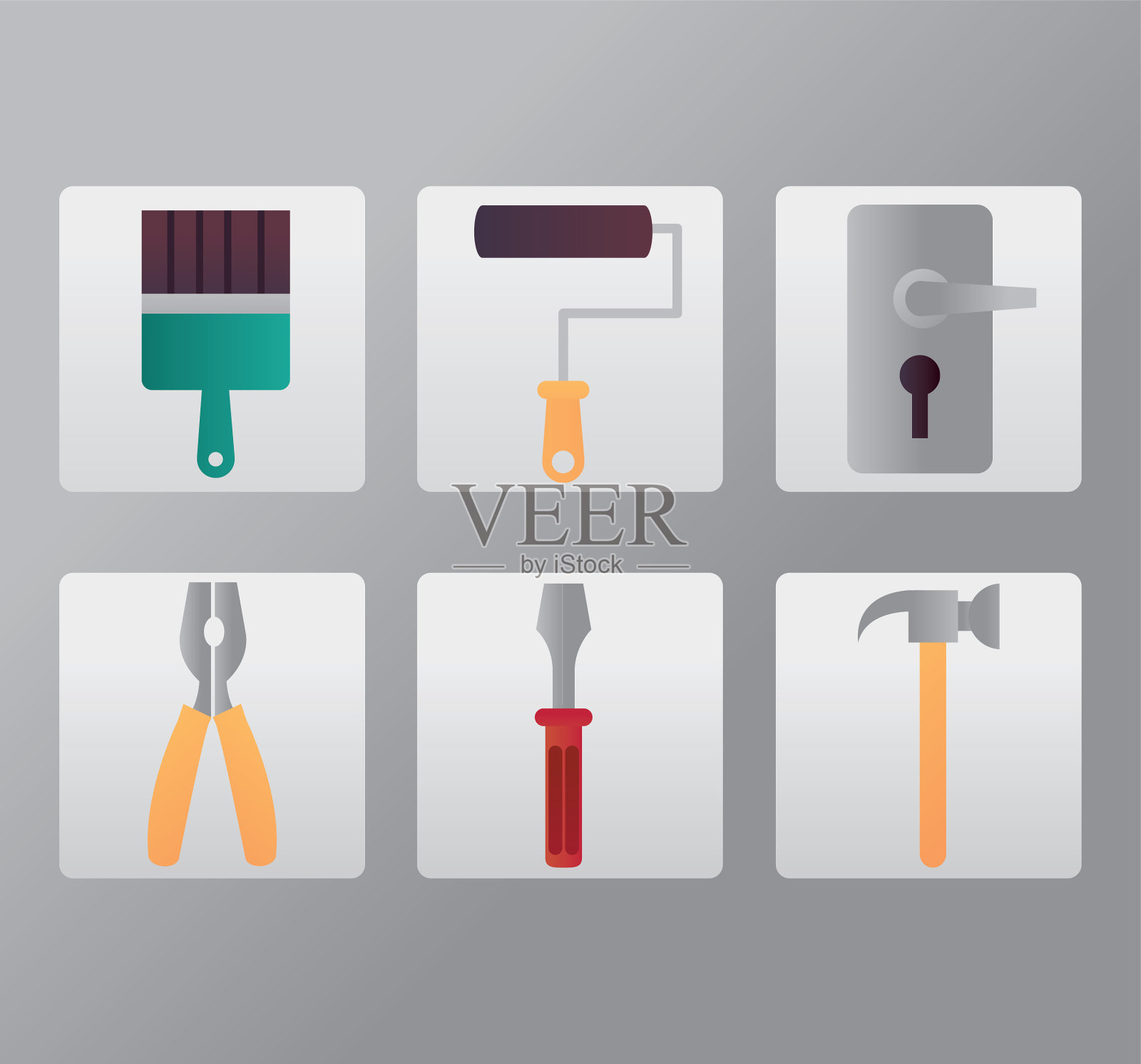 家居维修和建筑装修工具插画图片素材