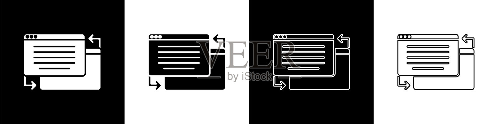 设置UI或ux设计图标隔离在黑色和图标素材