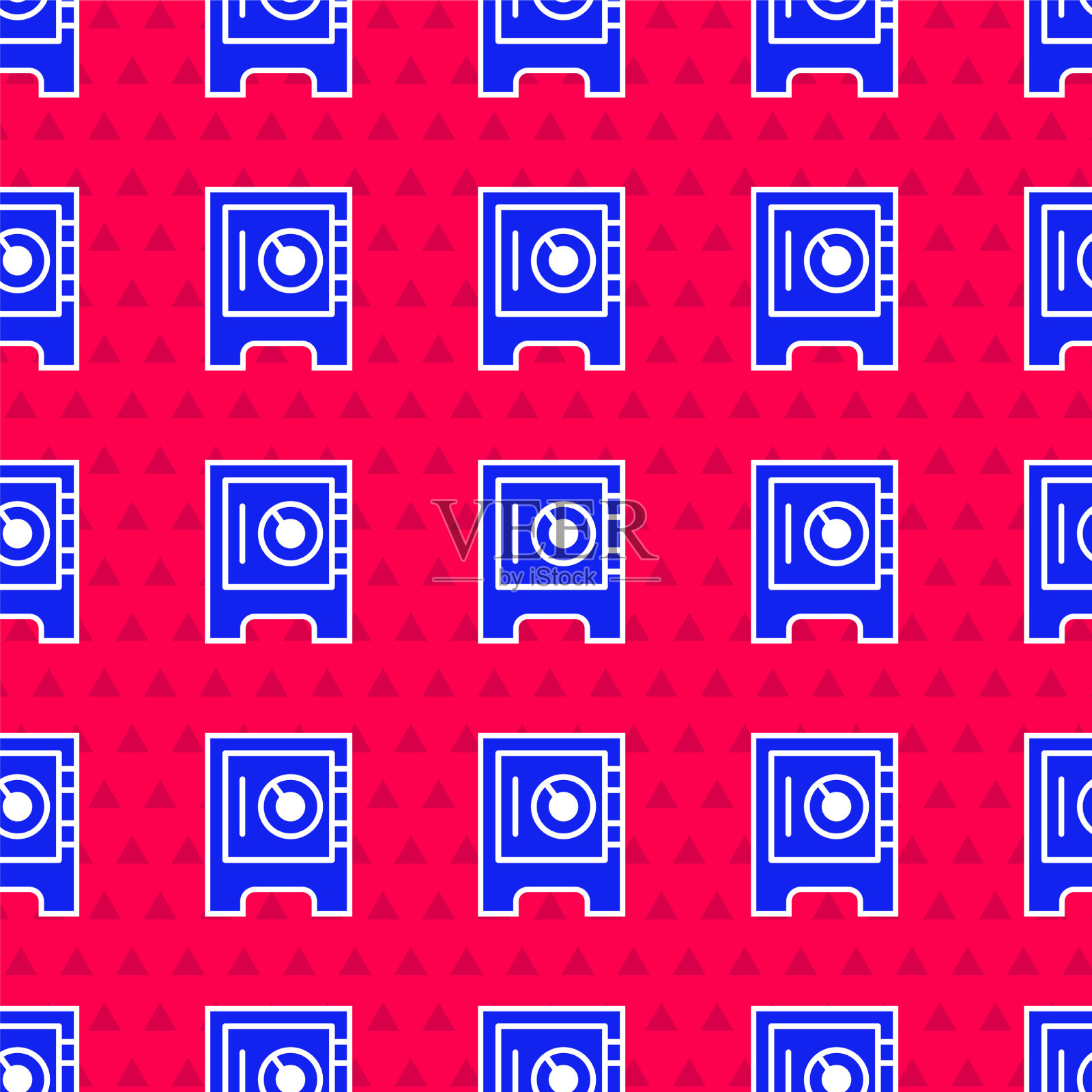 蓝色安全图标隔离无缝模式上的红色插画图片素材