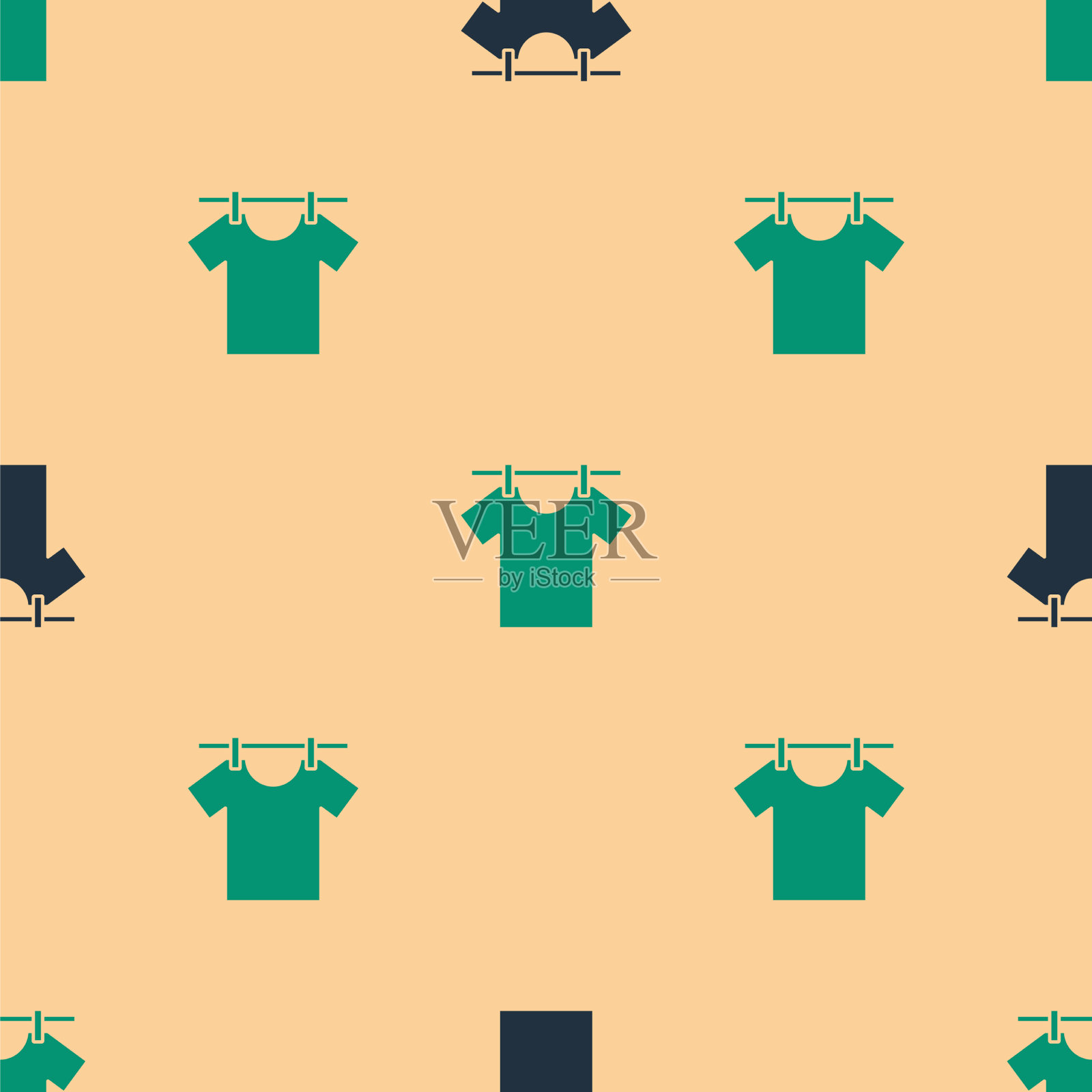 绿色和黑色干燥衣服图标孤立插画图片素材