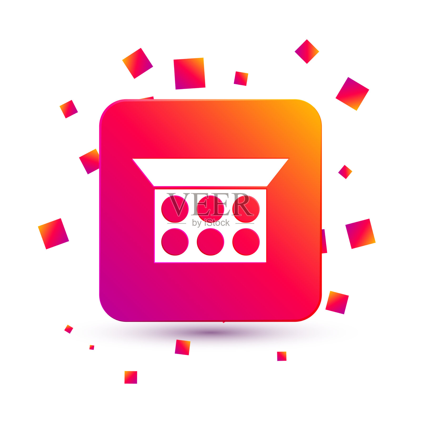 白色化妆粉与镜子图标隔离插画图片素材