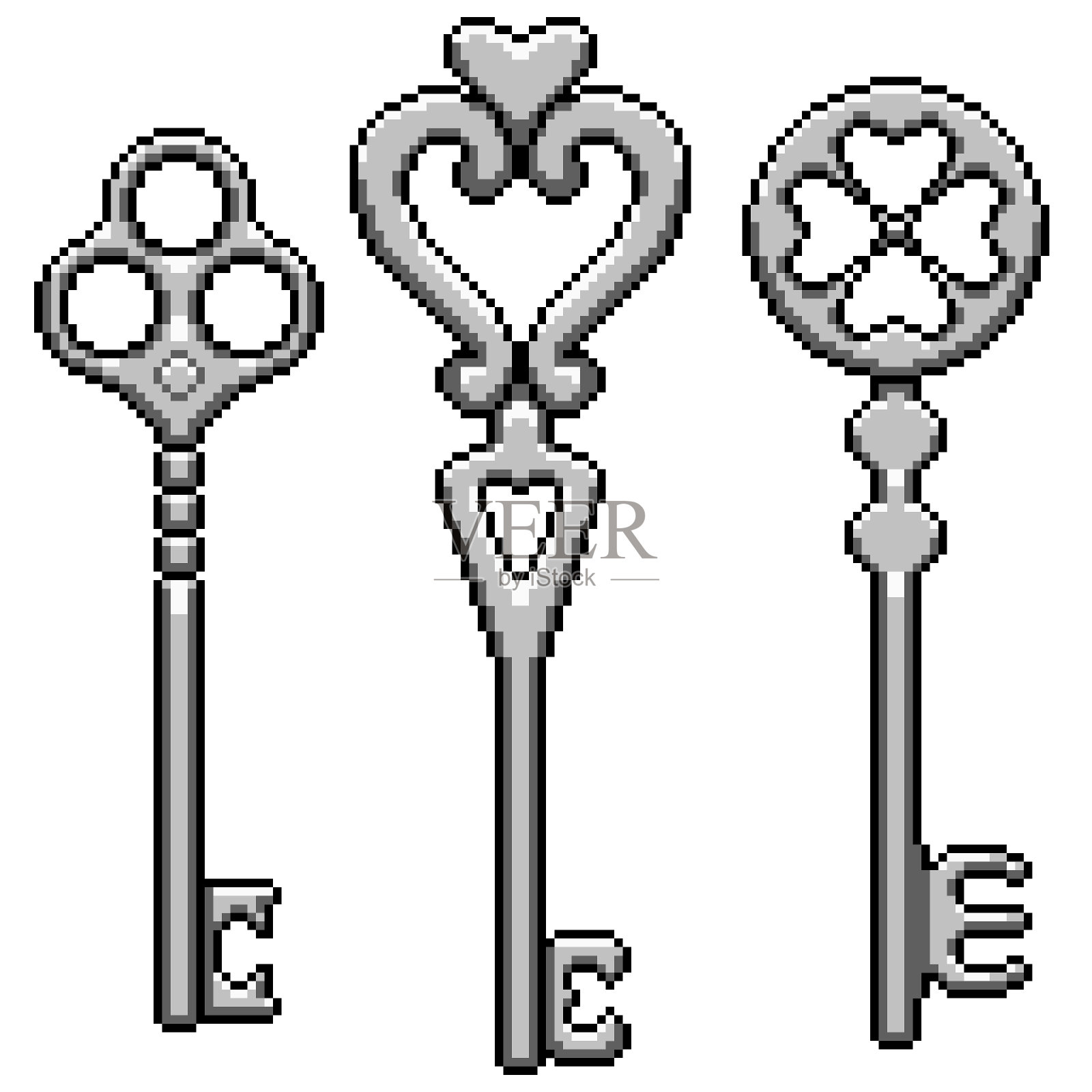 像素艺术的梦幻金属键插画图片素材