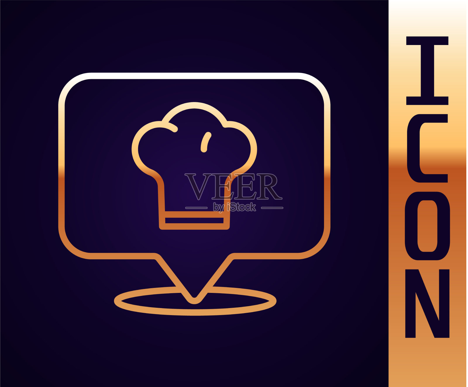 金线厨师帽与位置图标隔离插画图片素材