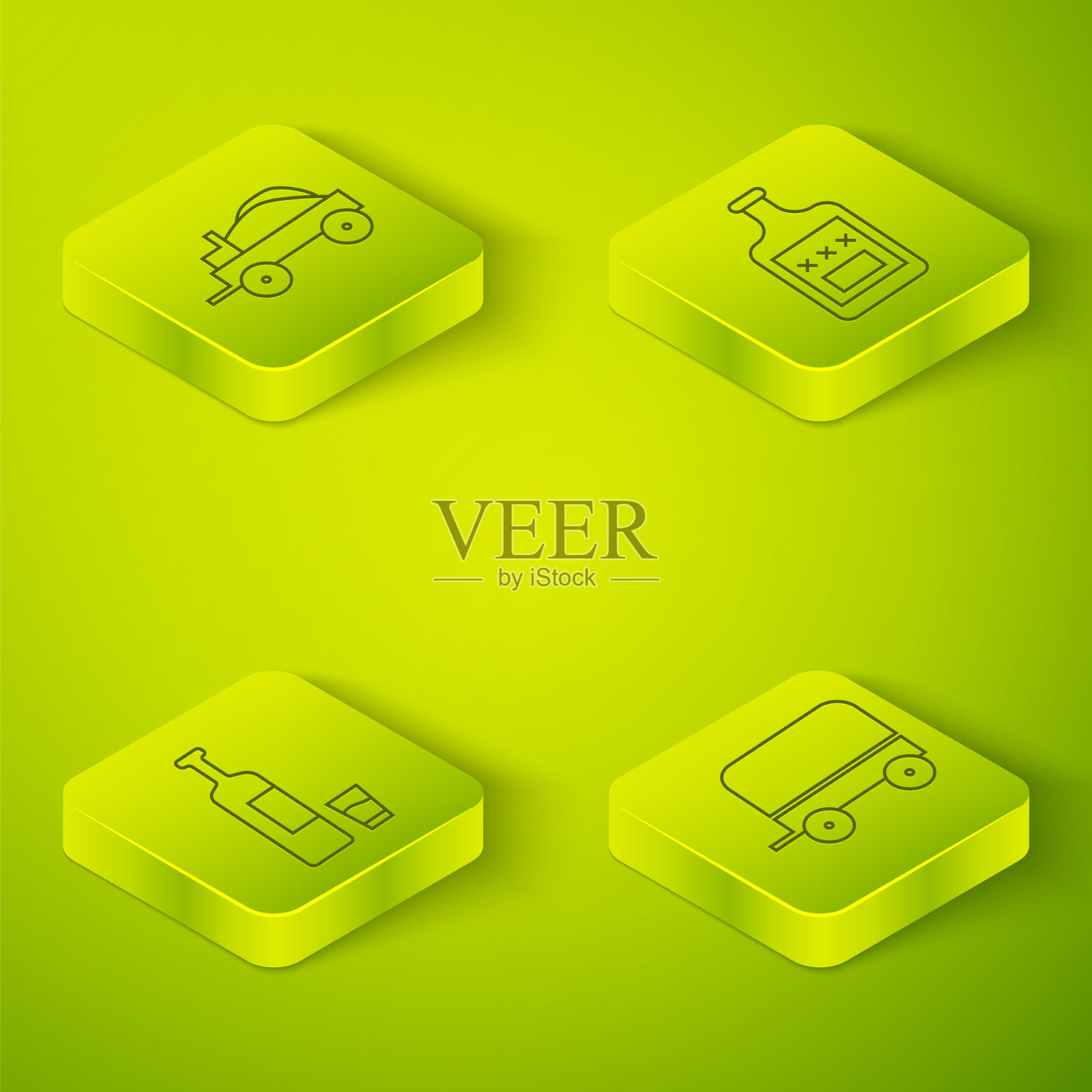 设置等距威士忌酒瓶和威士忌酒瓶图标素材