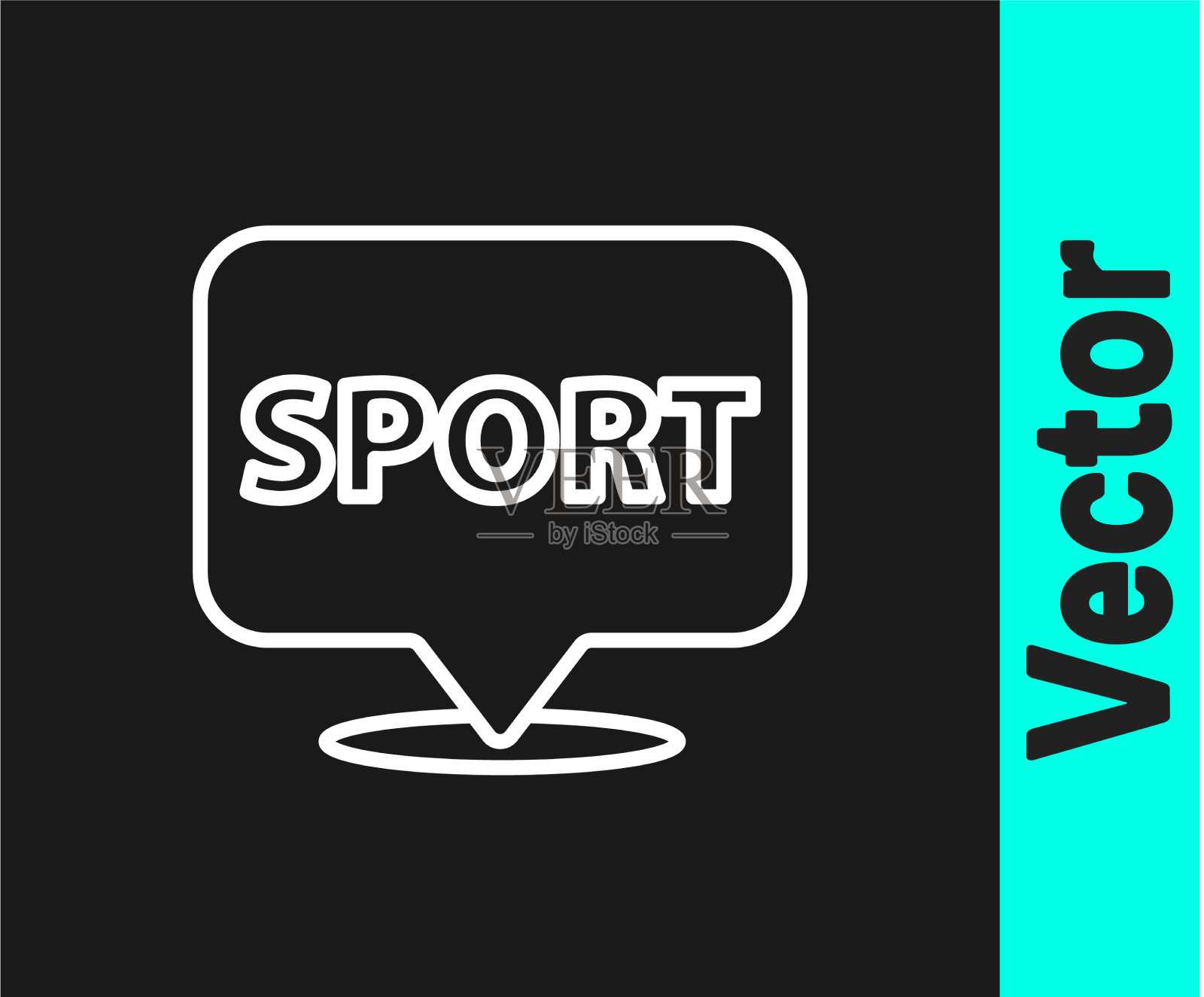 白线位置体育馆图标孤立在黑色插画图片素材