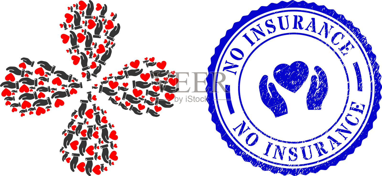 没有保险的危难邮票和手献的爱插画图片素材