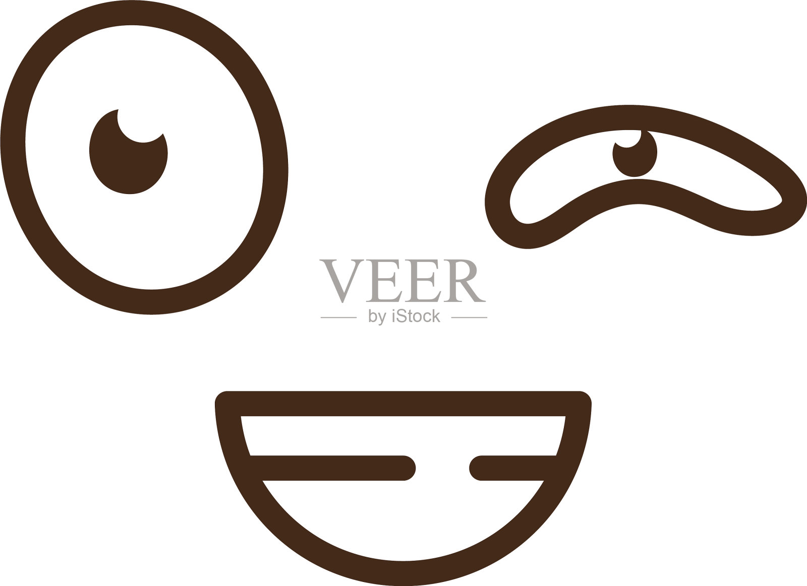 快乐的卡通脸与眼睛紧闭的表情符号插画图片素材