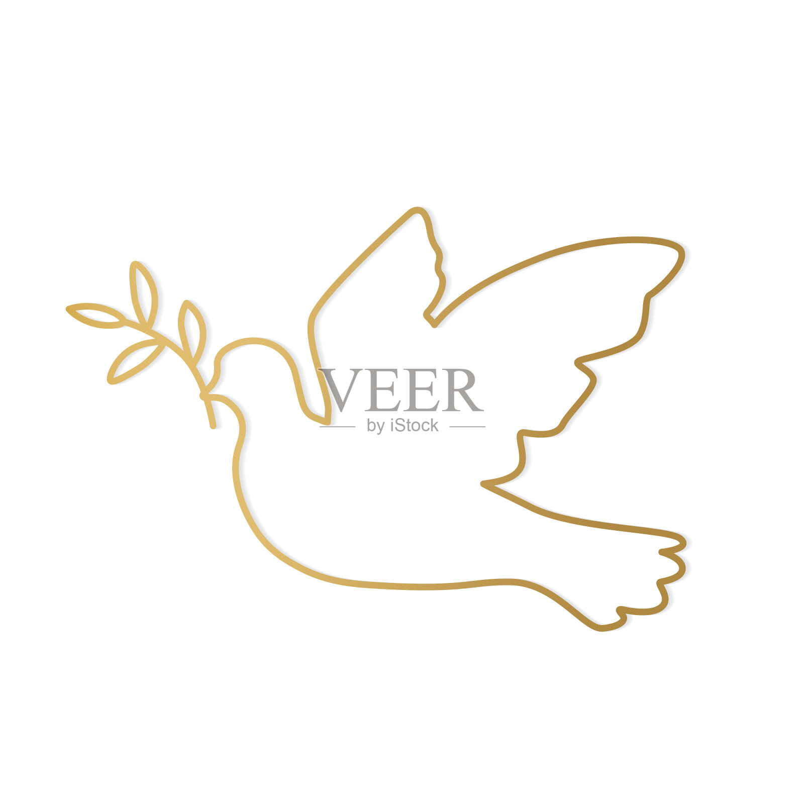 带橄榄枝的金鸽，圣灵，和平观念插画图片素材