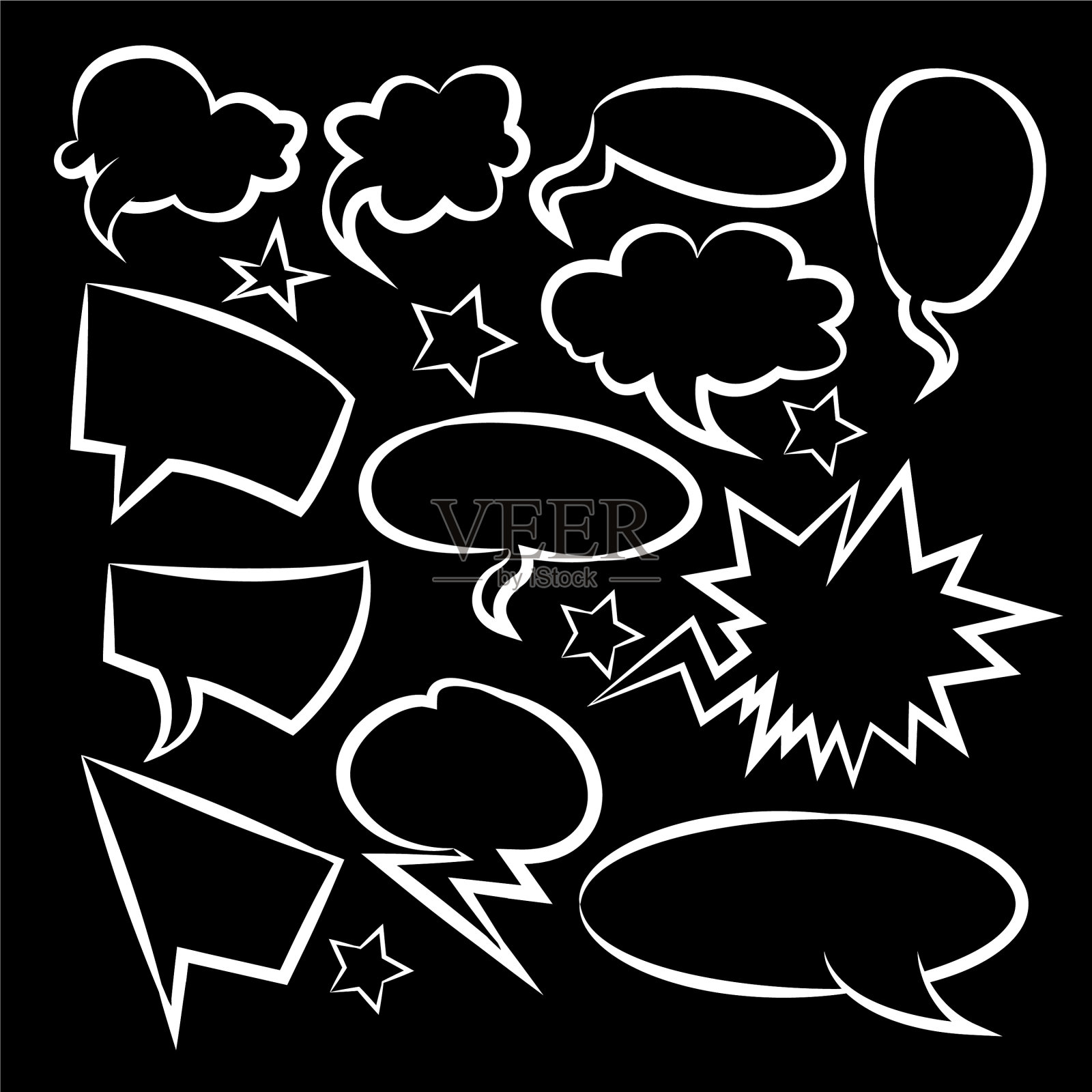 漫画演讲气泡图标收集颜色插画图片素材