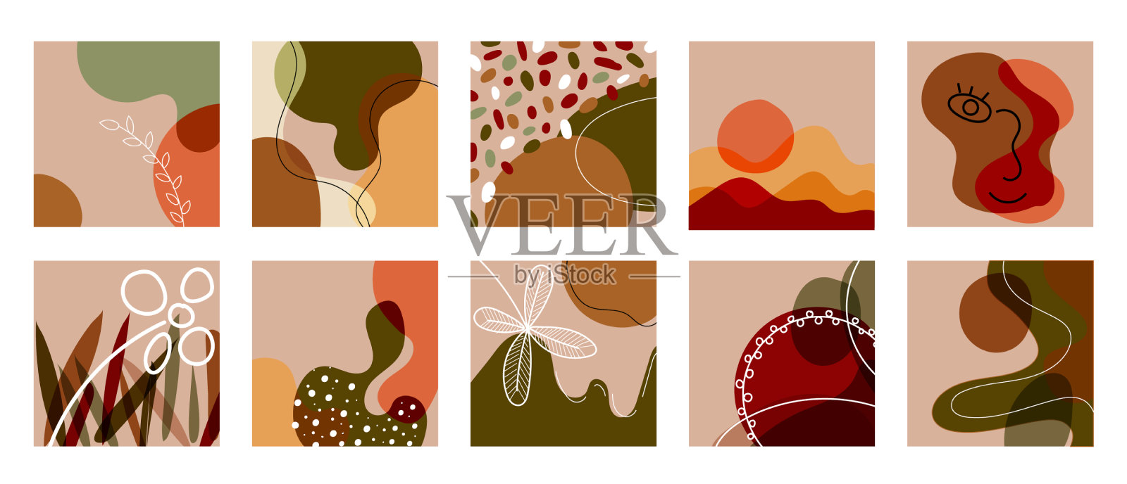 设置抽象背景手绘线条艺术插画图片素材