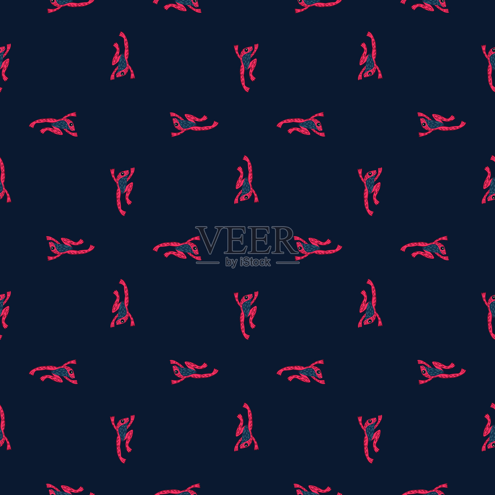 几何动物无缝图案涂鸦插画图片素材