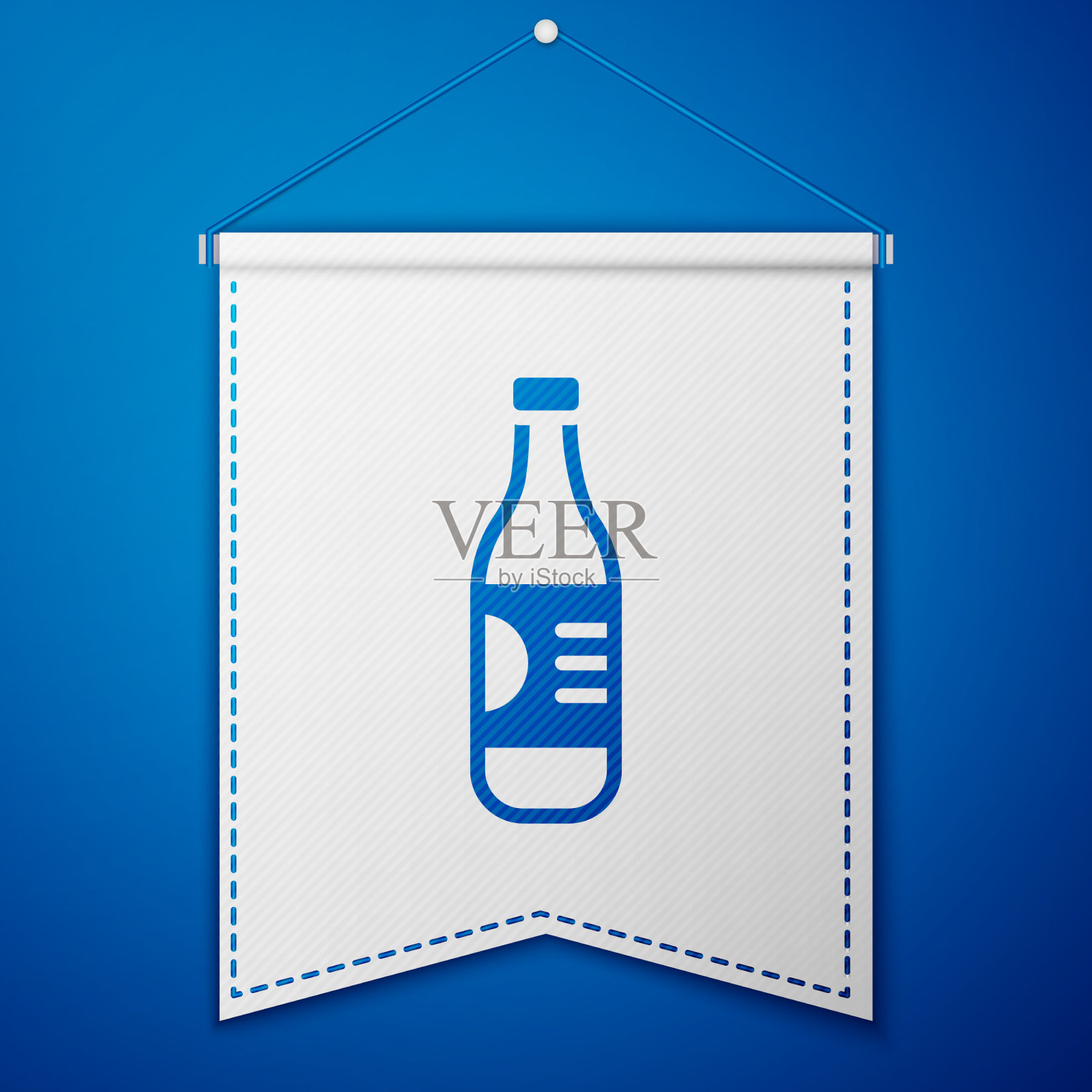 蓝色瓶子水图标孤立在蓝色插画图片素材