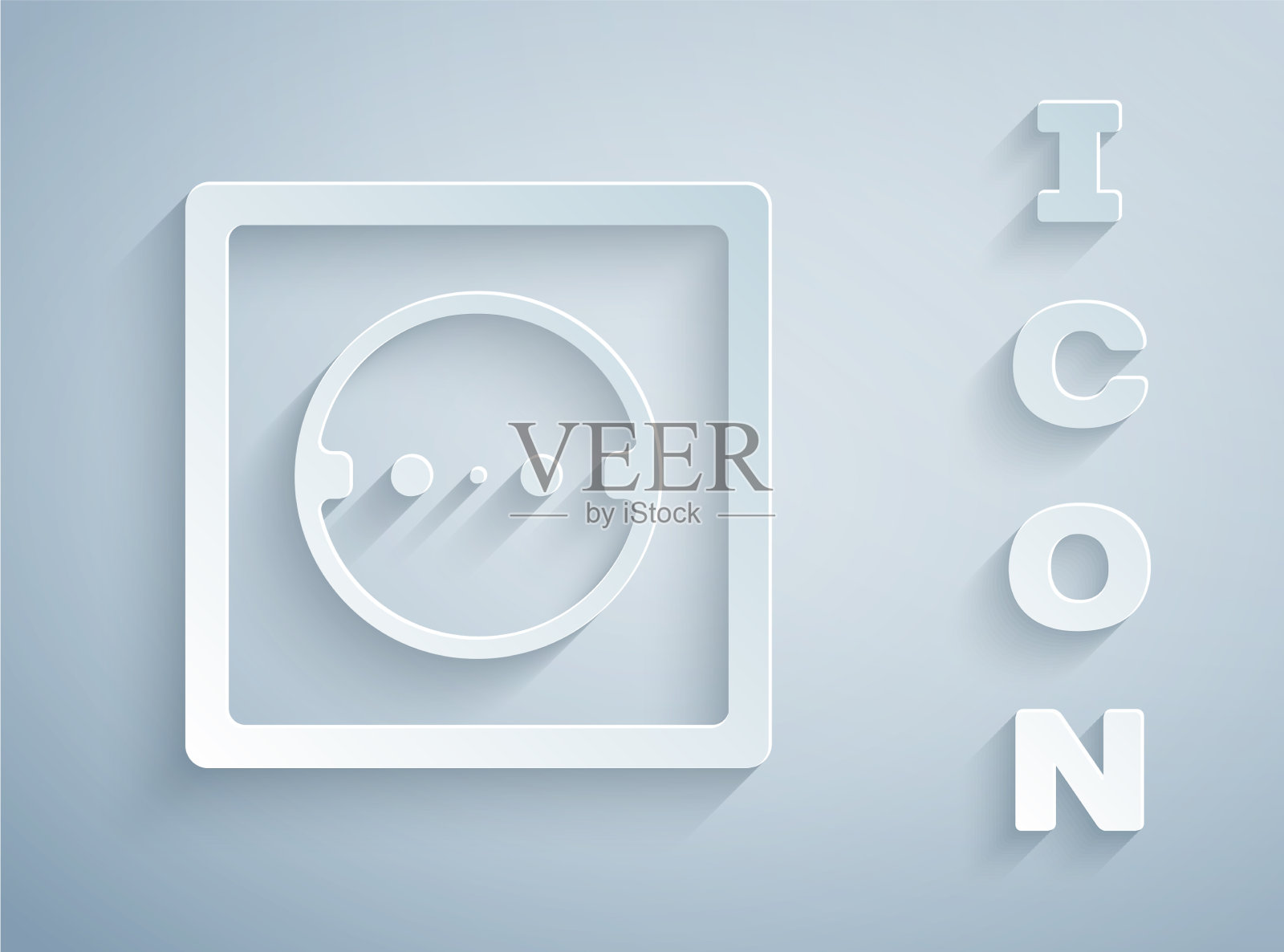 剪纸电源插座图标孤立在灰色插画图片素材