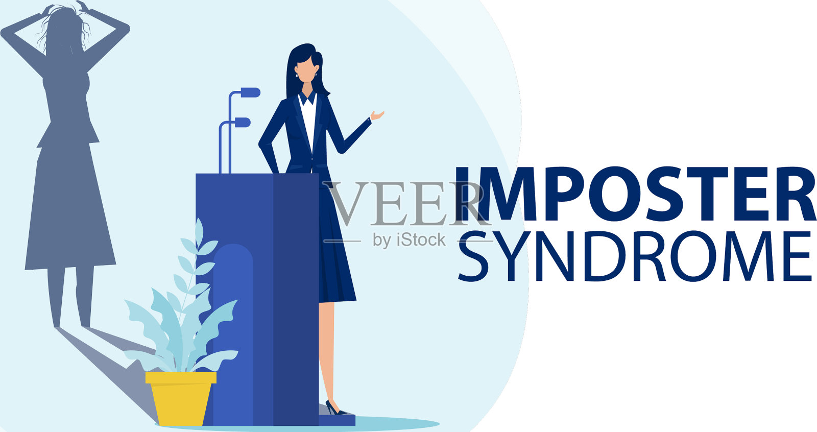 冒名顶替症候群的女人插画图片素材