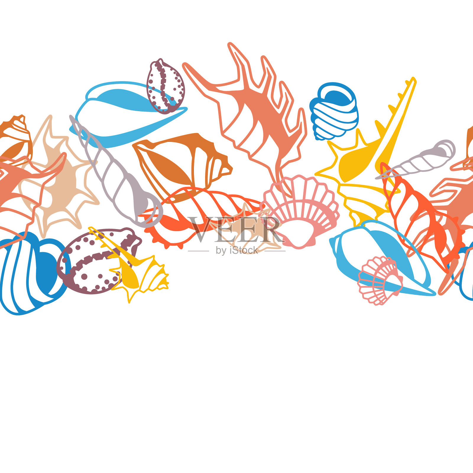 无缝图案与贝壳插画图片素材