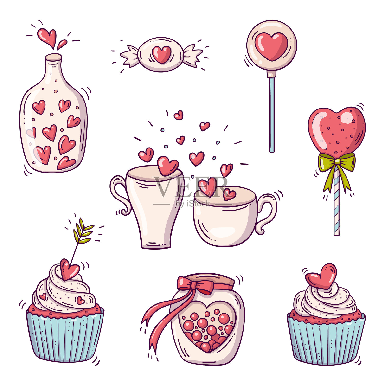 情人节的涂鸦元素图标素材