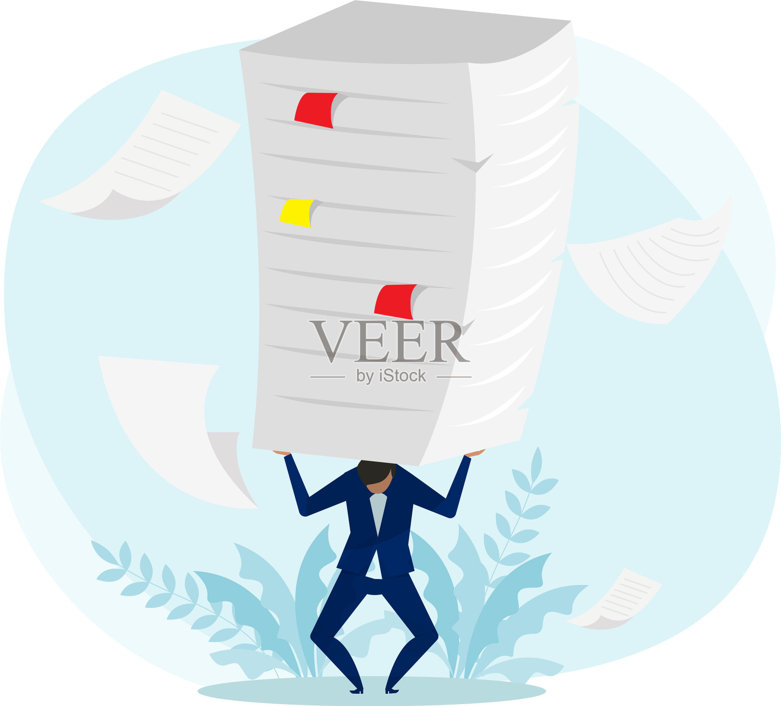 努力工作概念西装商人弯腰设计元素图片