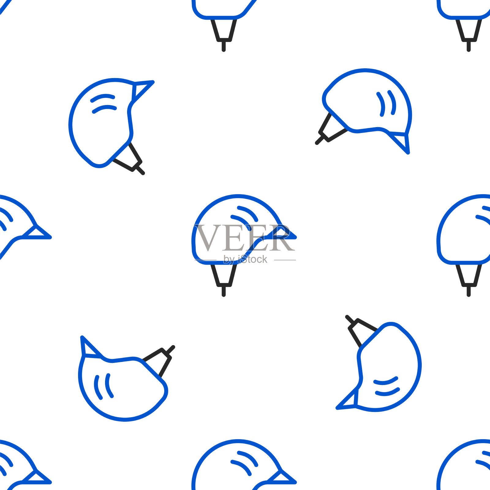 线自行车头盔图标隔离无缝图案插画图片素材