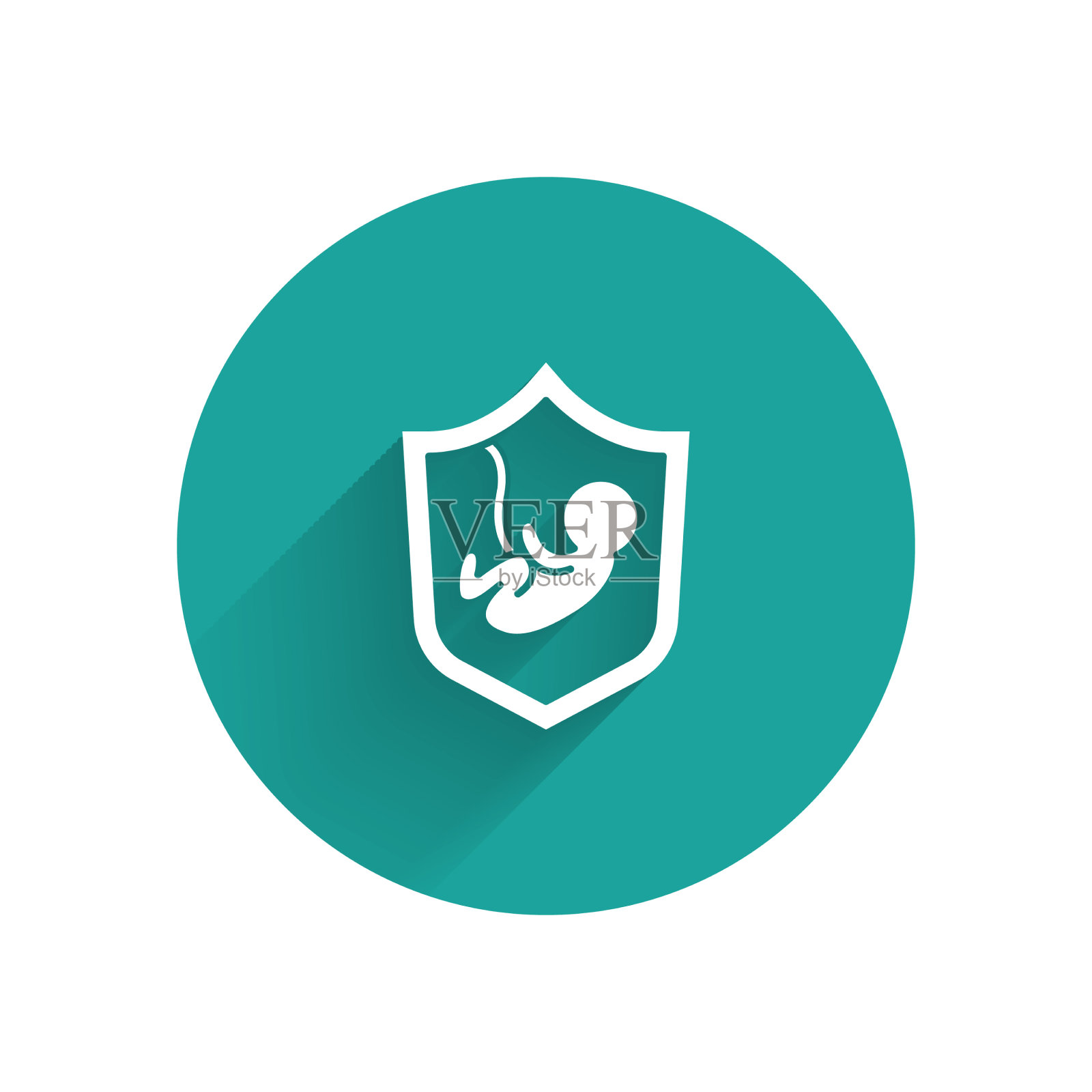 白色人寿保险与盾牌图标隔离插画图片素材