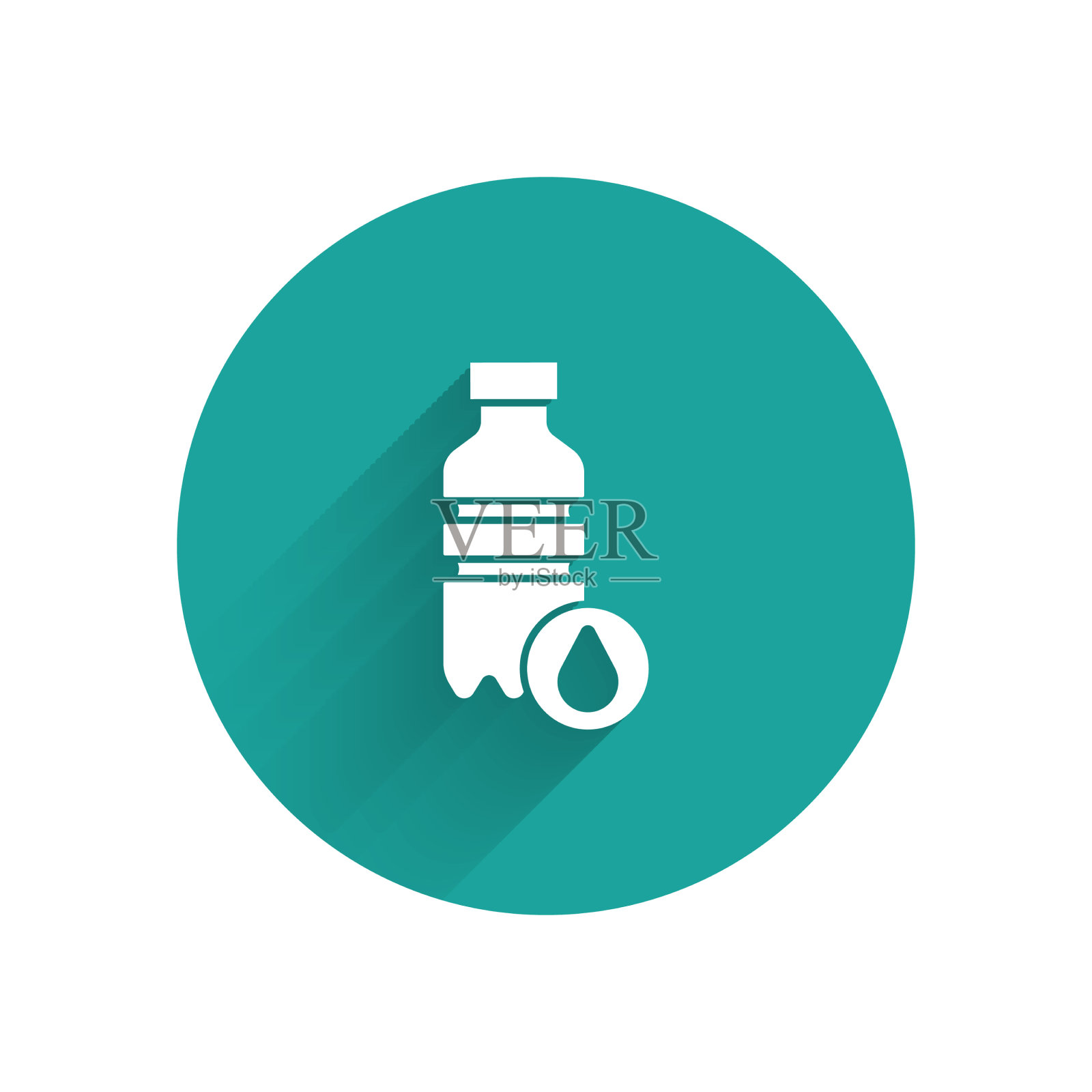 白色瓶装水图标隔离与长插画图片素材