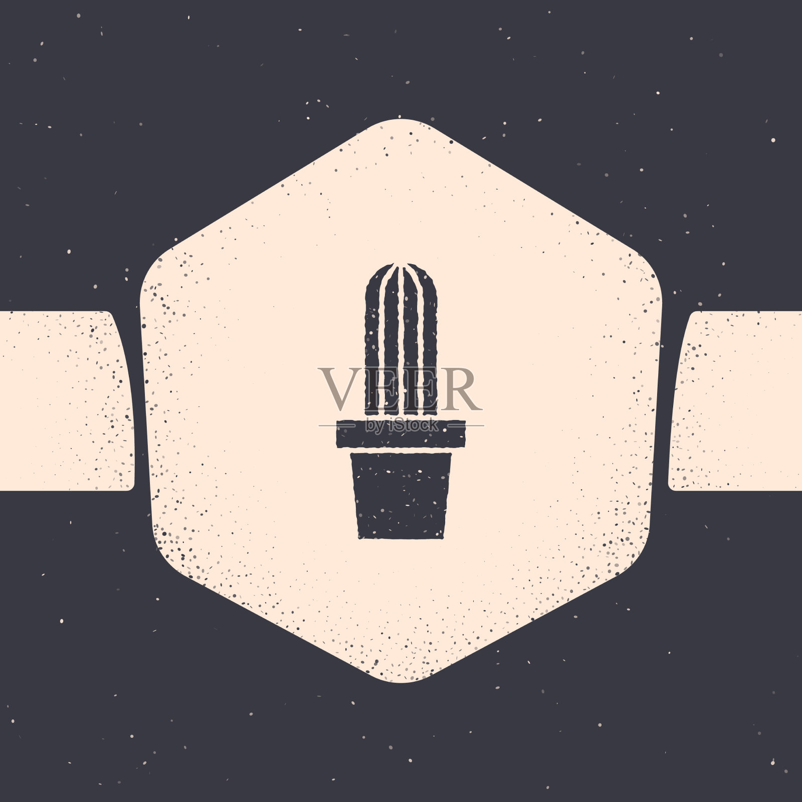 垃圾仙人掌佩奥特在花盆图标孤立在灰色插画图片素材