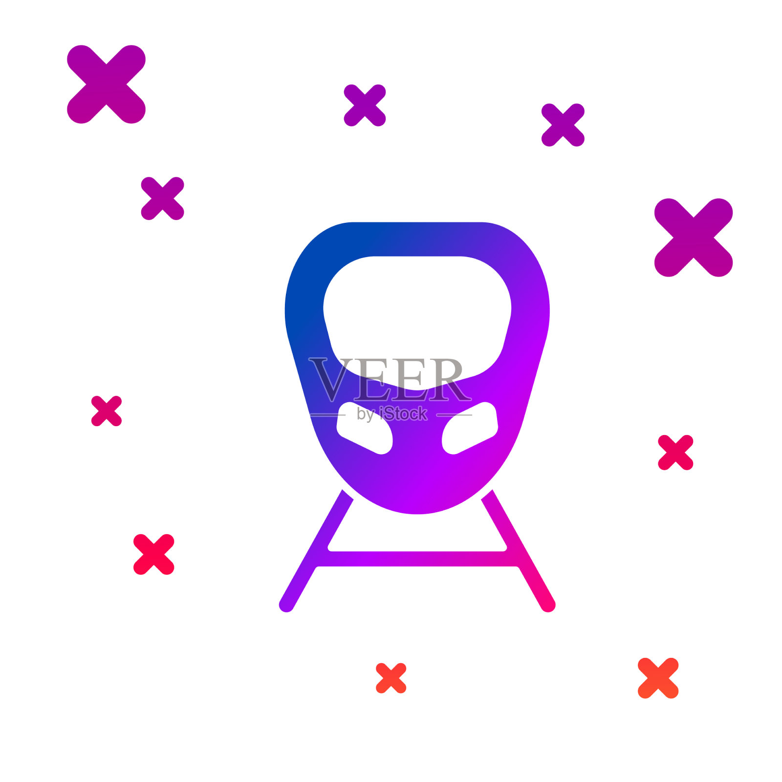 彩色高速列车图标孤立在白色插画图片素材